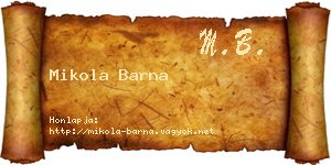 Mikola Barna névjegykártya