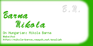 barna mikola business card